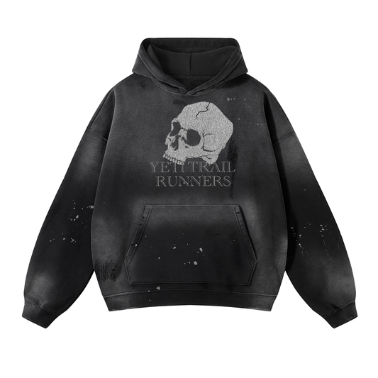 Vintage Washed  Frayed Fleece Run Hoodie