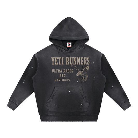 Vintage Washed Frayed Fleece Hoodie